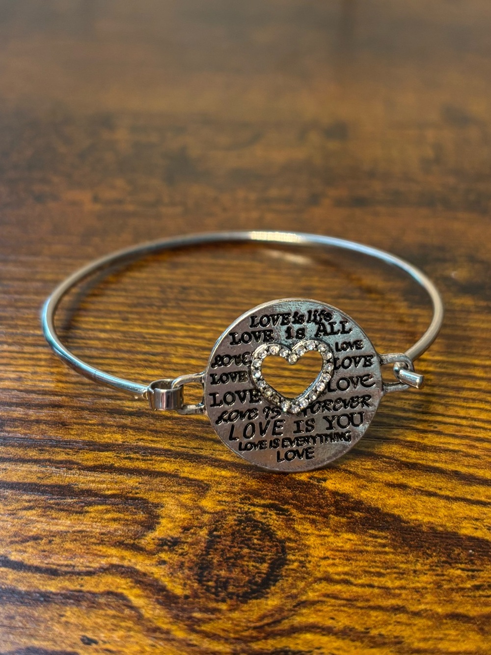 Silver Heart Accent Bangle Bracelet